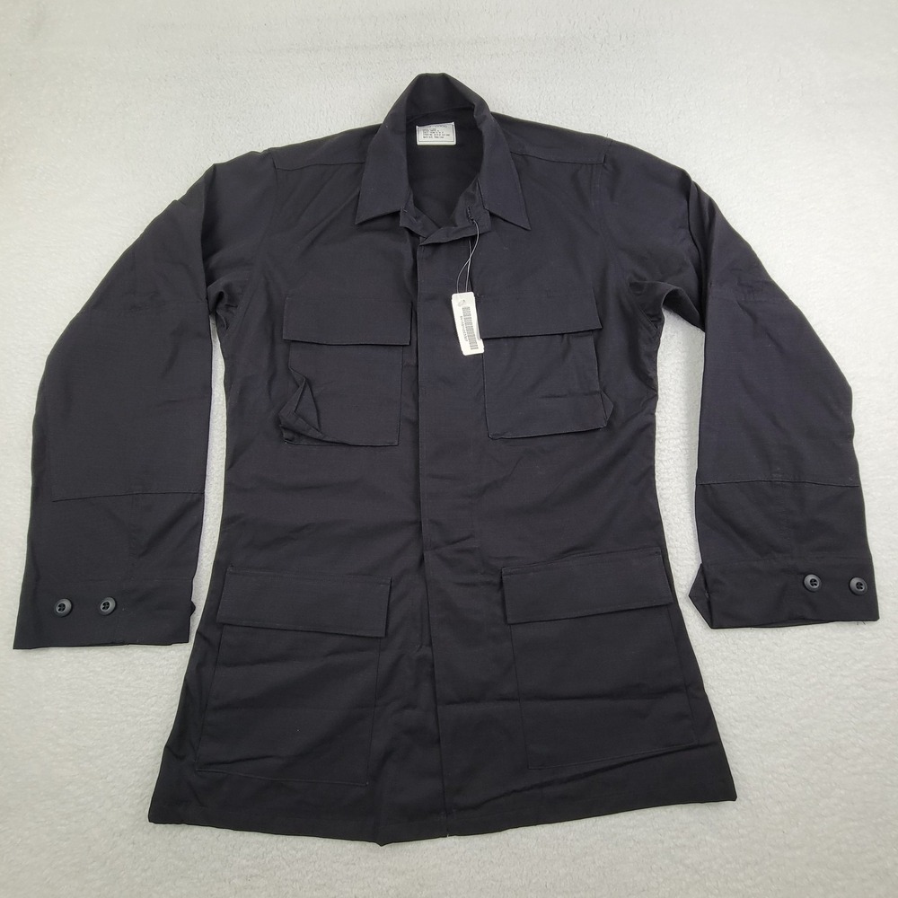 US Military Combat Coat Mens Small X-Long Black 357 Wind Resistant Poplin Jacket